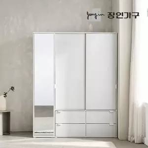 [장인가구]코라 1600 슬라이딩 옷장 세트 1200 서랍옷장 (행거형)+400 거울장