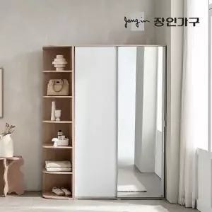 [장인가구]코라 1600 슬라이딩 옷장 세트 1200 거울옷장 (행거형)+400 측면 코너...