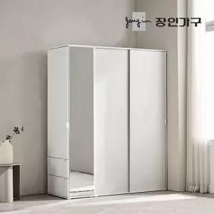 [장인가구]코라 1600 슬라이딩 옷장 세트 1200 옷장 (행거형)+400 측면 거울장