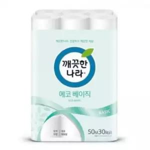 깨끗한나라 화장지 에코베이직 2겹 50m 30롤 x 1팩