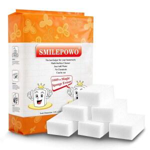 매직 스펀지 지우개 100팩 여분의 두껍고 오래 지속되는 멜라민 멀티 표면 파워 스크러버 폼 청소 패드 욕조 바닥 베이스보드 욕실 벽 청소기