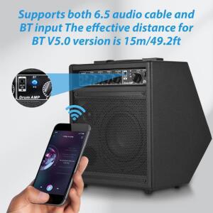 휴대용 호환 BT 연습 드럼 앰프 스피커 전기 피아노  기타 등용 25W