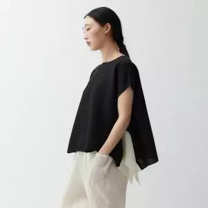 [롯데백화점]플리츠미 사이드 배색 보트넥 와이드 티셔츠_PPTSM024054