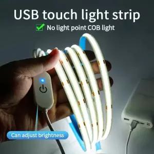 LED COB 라이트 스트립 터치 조광기, 유연한 다이오드 테이프, 5V USB 선형 실내 조명 램프, 방 DIY TV 거