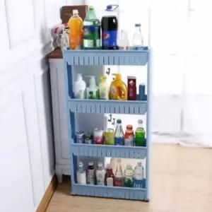 [생활] 주방 정리함 세탁실 선반 트롤리 이동식 틈새 수납 4단 블루컬러