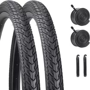 26X1.75 자전거 타이어/24X1.75 교체 키트 2팩 HUIOK 24/26인치 접이식 튜브 2개 및 레버 포함