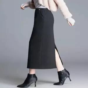 치마 모직 가을 겨울 여성용 H라인 중기장 원 일자 슬릿 데일룩 힙업 도톰 DAOL4