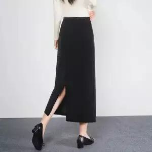 치마 여친 출퇴근 겨울 힙색 데일룩 H라인 슬림핏 밴딩 트임 원턱 일자 허리 DAOL4