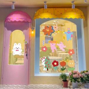 귀여운 캐릭터 유리창 스티커 시트지 데코 유니크 창문 셀프 디저트 케이크 포인트 인테리어