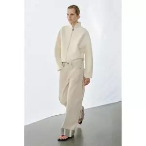 ZARA 지퍼 니트 재킷 - 크림