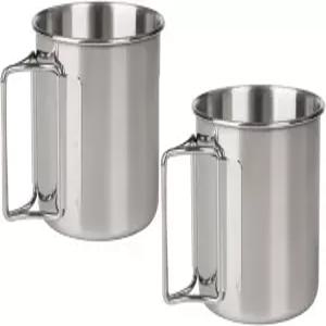 접이식 손잡이가 달린 와이키스 캠핑 컵 머그잔 세트 2개 커피 스테인리스 스틸 야외 피크닉 하이킹