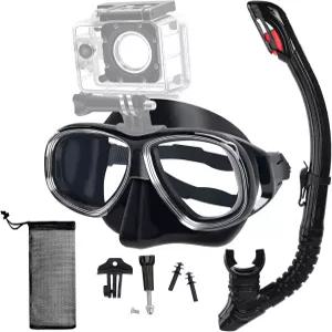 근시 스노클링 장비 전문가용 풀 드라이 탑 실리콘 스노클 세트 조절 가능한 스트랩이 있는 김서림 방지
