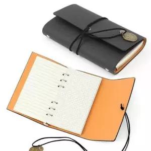 [문구] 가죽 수첩 크라프트 6공 다이어리 모눈 종이 48절