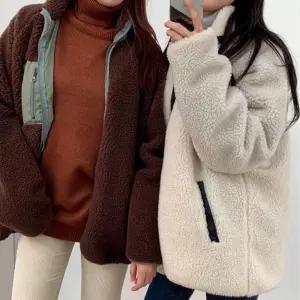 양면후리스 아우터자켓 양털 뽀글이집업 여성잠바 PCR9+7cHr