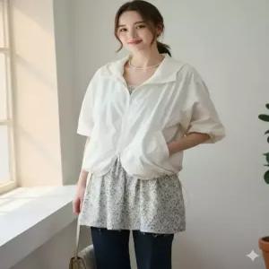 drawfitwomen 오버핏 집업 윈드브레이커 WHITE