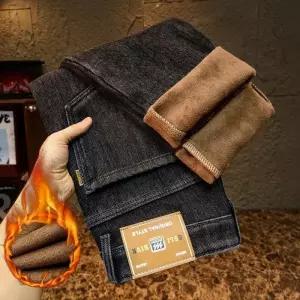 남성 트렌디 아이템 바지 면린넨 가을겨울 기모 청 스판 도톰 보온 트렌드 캐주얼 HT4