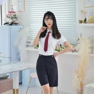 교복몰 (허리조절)네이비 교복 반바지(여자) 교복 LhD7+9fgh