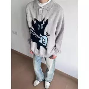 니트 울 가을 터틀넥 남자니트 커플 칼라넥 원템3