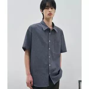 DRAW FIT 코튼 하프 샴브레이 셔츠 [INDIGO] DFSH5212DG 359062