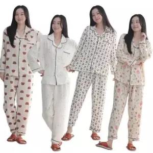 여성잠옷 여성 포포면 긴팔 파자마 상하세트 곰돌이 잠옷 단추