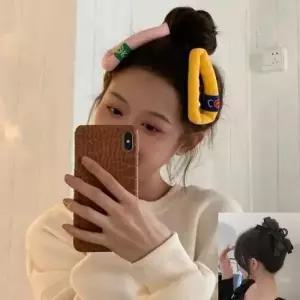 아기헤어핀 봉제 스마일삔 리본집게삔포함 2개세트