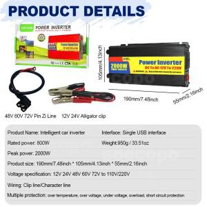 태양광 발전 키트, 2000W 인버터 패널 및 30A 컨트롤러, DC 12V ~ AC 220V 야외 시스템