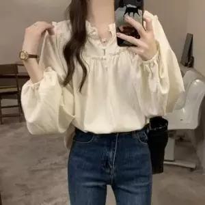 [옷은날개] 프릴 루즈핏 벌룬블라우스 크롭블라우스