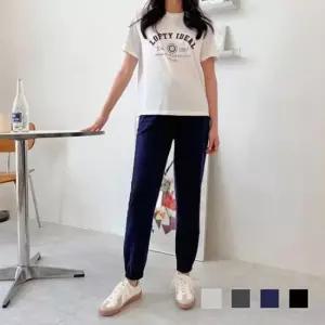 [옷은날개] 여자바지 면바지 세미 일자 루즈핏 스판 밴딩바지 면