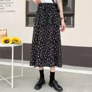 [옷은날개] 플라워패턴 롱스커트 A라인 하체커버 나들이 편한치마