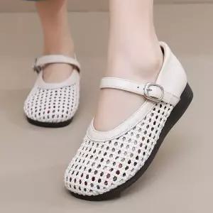 여성 빈티지 여름 컴포트 플랫 샌들 단화 슈 일자 아이템 신발 스트랩 메리제인 펀칭 트렌디 매쉬 HT5