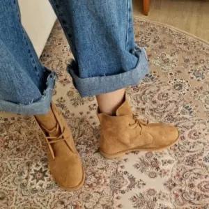 빈티지부츠 라운드 스웨이드 빈티지 레이스업 끈 워커 부츠Y