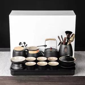 다도세트 검은 도자기 세트 여행 수납 티포트 다기 다기세트