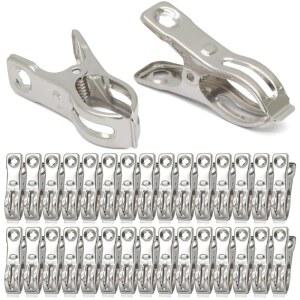 Qjaiune 30개 정원 클립, 스테인리스 스틸 온실 클립 1인치 대형 오픈 스프링 그물용 클램프, 열 덮개 후프의 식물 덮개용 헤비 듀티 그늘막