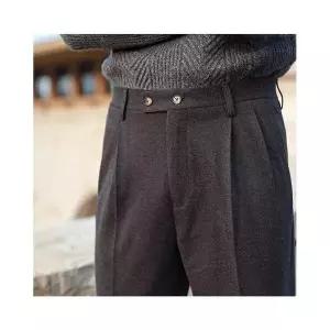 남자 면바지 슬림핏 더블 모직 정장 바지 스트레이트핏 캐주얼 오피스룩 원픽1