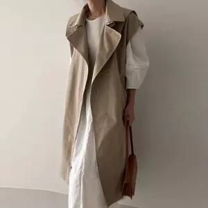 트렌치베스트 조끼 자켓 롱조끼 하프 간절기 빅사이즈 자켓 트렌치조끼 아우터 코디 봄