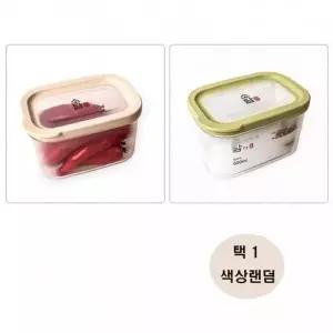 밀폐용기 600ml 소담 매직크린 색상랜덤 직사각 2호 유리반찬통
