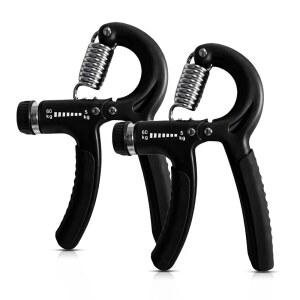 조절 가능한 손잡이 강화기, 5-60kg 저항 범위, 다양한 운동 방법, 검은색, 2종 세트