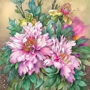 피포페인팅 Q3376 목단향 DIY명화그리기 셀프페인팅 캔버스그리기 인테리어액자 그림