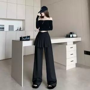 여자치마 바지 빈티지 치마 밑단 플리츠 슬림핏 슬리퍼 원템1