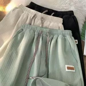 5부바지 와이드핏 5부 밴딩 패치 플리츠 반바지 트레이닝바지