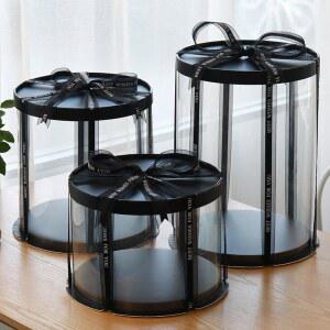 투명 원형 케이크 상자 이니셜 디저트 포장 베이커리