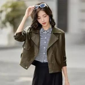 볼사스 여친 오피스룩 가을 가죽 자켓 숏 코트 상의 워싱 재킷 ADOR3