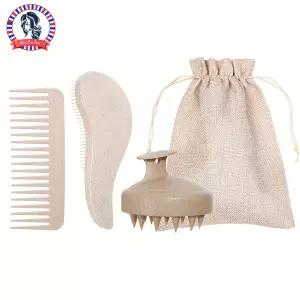 헤어 브러시 세트 부드러운 강모 및 휴대용 실리콘 두피 마사지기 다채로운 선물 포함 - 일반 모발용