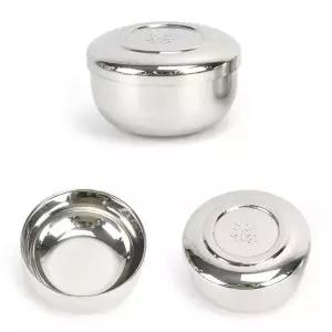 이중구조 스텐 밥공기 밥그릇 뚜껑포함 10.4cm 유광