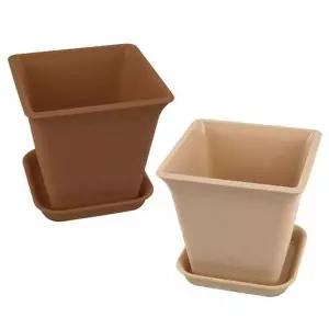 플라스틱 사각 정사각 가든 화분 3호 (받침포함)