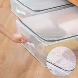 [생활] 박스 의류 밑 투명 이불 수납함 정리 방수 57L 침대