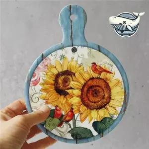 러블리 해바라기 디자인 다용도 냄비받침 예쁜 원형티코스터