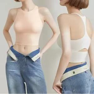 트루리즈 크롭나시 브라탑 크롭탑 캡내장 백리스나시 나시브라