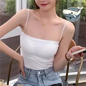 여성 편안한 스퀘어넥 끈나시 캡 내장형 브라 노와이어 올인원