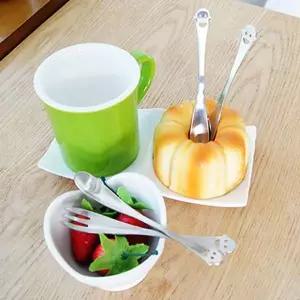 스텐 스마일 티스푼 티포크 택1 홈카페 디저트 식기 귀여운포크